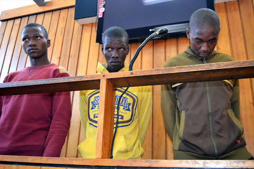 Mkhululi Luwaca and Bongani Depana, both 22, and Andiphile Mhlophe,19, were each formally charged with six counts relating to the gruesome murder of young couple Carl George and Jacqueline Miller Picture: LOYISO MPALANTSHANE