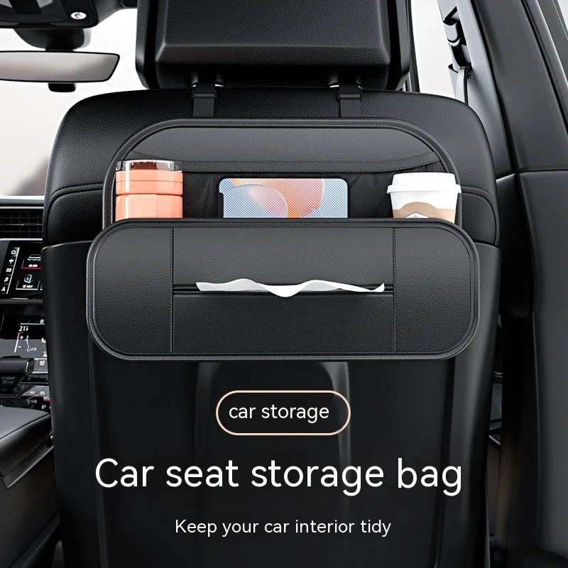 Sac de rangement arrière de siège auto. Organisez l'intérieur avec plusieurs poches. Installation facile, idéal pour les enfants et les voyages.