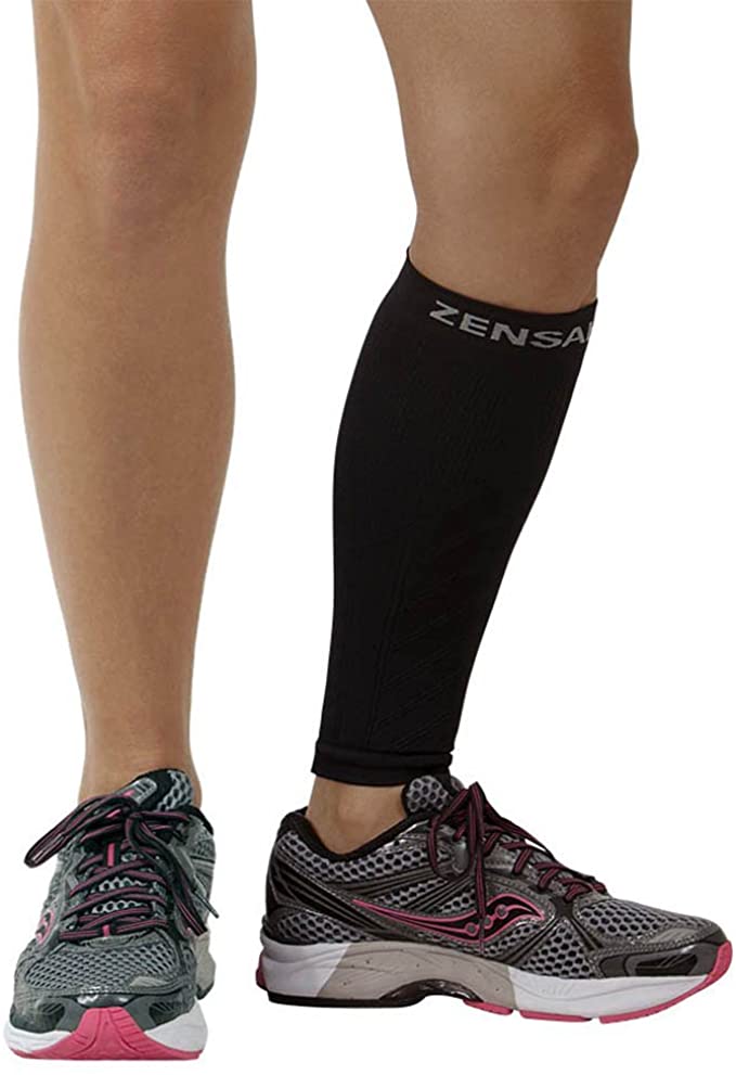 Zensah Calf / Shin Splint Compression Sleeve - Treat Shin Splints and Calf Strains - Compression Sleeve for Running, Basketball, Tennis, Hiking and Jogging - Shin Compression Sleeve (SINGLE SLEEVE)