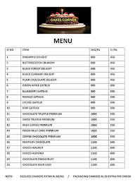 Cake Corner menu 1