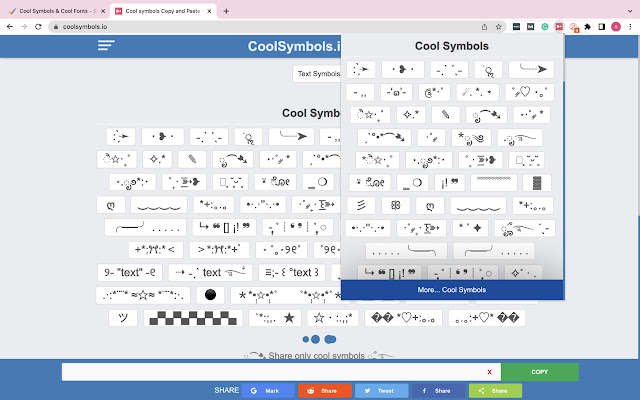 Cool Symbols chrome extension