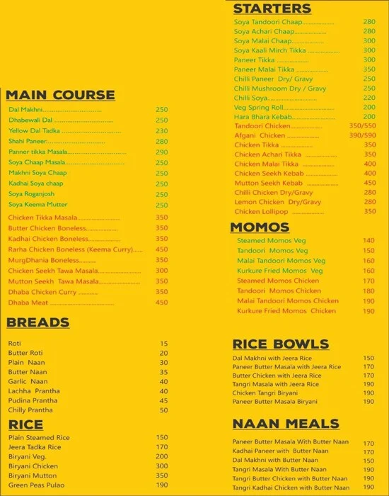 The Roasted Kadhai menu 