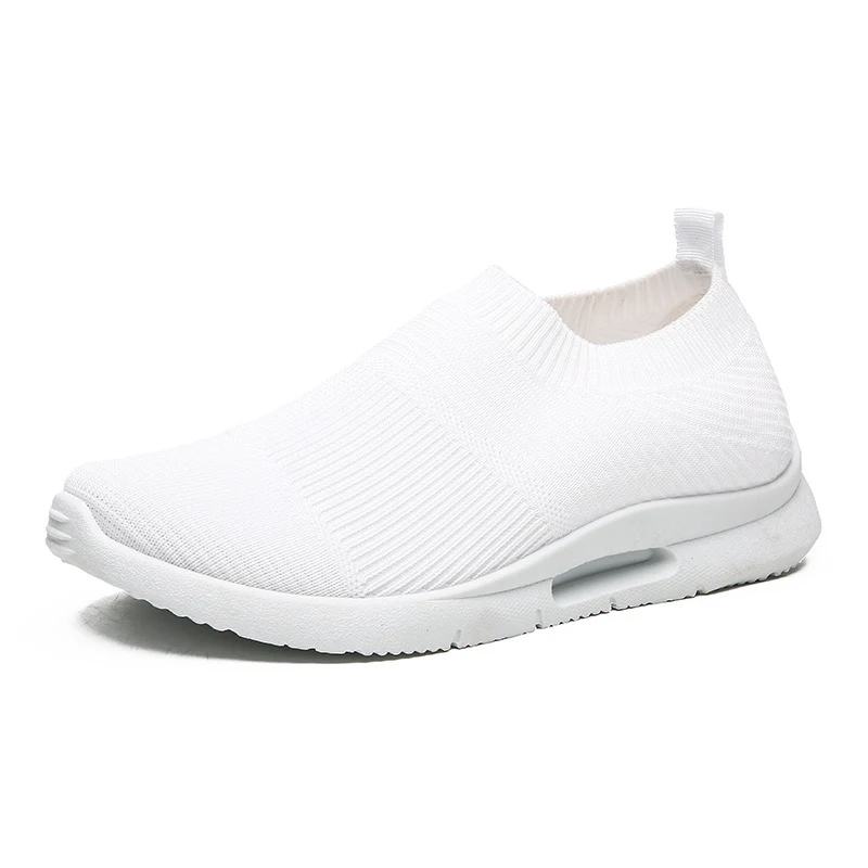Sneakers Flying Knit Homme Maille Blanche Chaussures Noires Décontractées Confort Respirabilité Légèreté Idéales au Quotidien