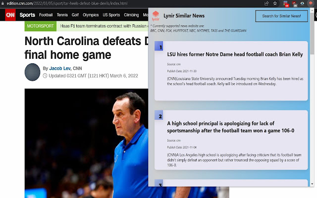 Lynir Similar News chrome extension