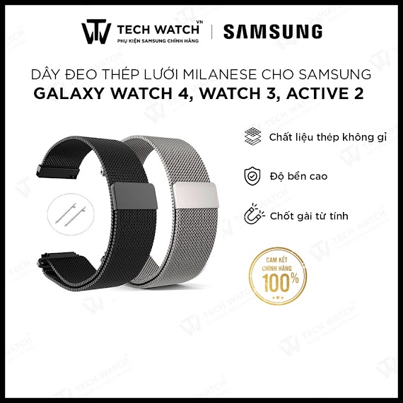 [ Dây Đeo Cho Đồng Hồ Samsung ] - Dây Đeo Thép Lưới Milanese Thường Hiệu Techwatch Cho Samsung Galaxy Watch 5/ Watch 4