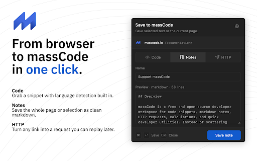 massCode Clipper screenshot 1