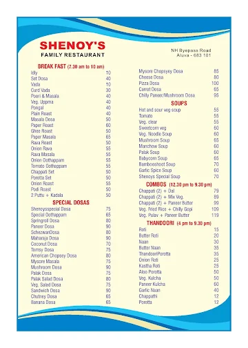 Shenoy's Pure Veg menu 