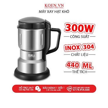 Máy Xay Hạt Khô Koen Tiêu Chuẩn Châu Âu Hàng Loại 1 Bảo Hành 6 Tháng Máy Xay Ngũ Cốc Mini Công Suất 300W Lưỡi Dao 6 Cánh