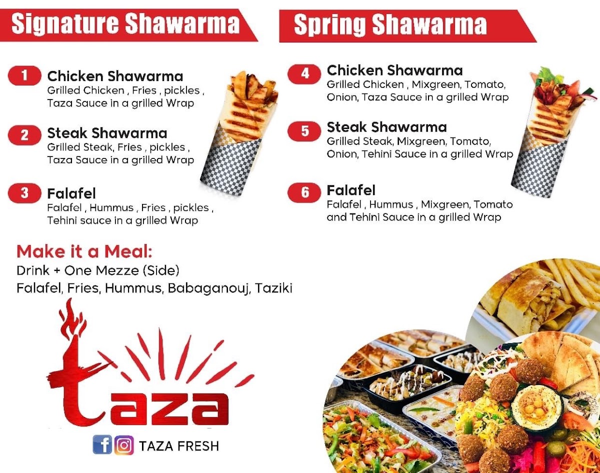 Taza Fresh gluten-free menu