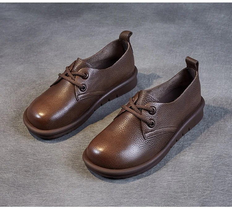 Brytyjskie sznurowane buty płaskie z okrągłym noskiem, niskim obcasem, modne, wygodne i codzienne dla każdego.