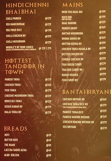 Punjabi Dhaba menu 