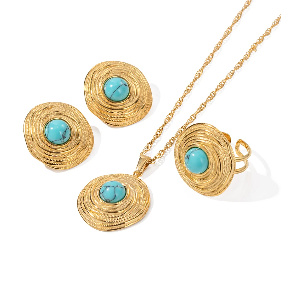 Vintage turkoois hanger clavicula ketting van titanium staal met schroefdraad, ideaal voor een stijlvolle look.