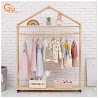 Kệ Gỗ Treo Đồ Kệ Treo Quần Áo Shop Trẻ Em Gu Decor Wooden Giá Treo Quần Áo Có Bánh Xe Trang Trí Shop Thời Trang