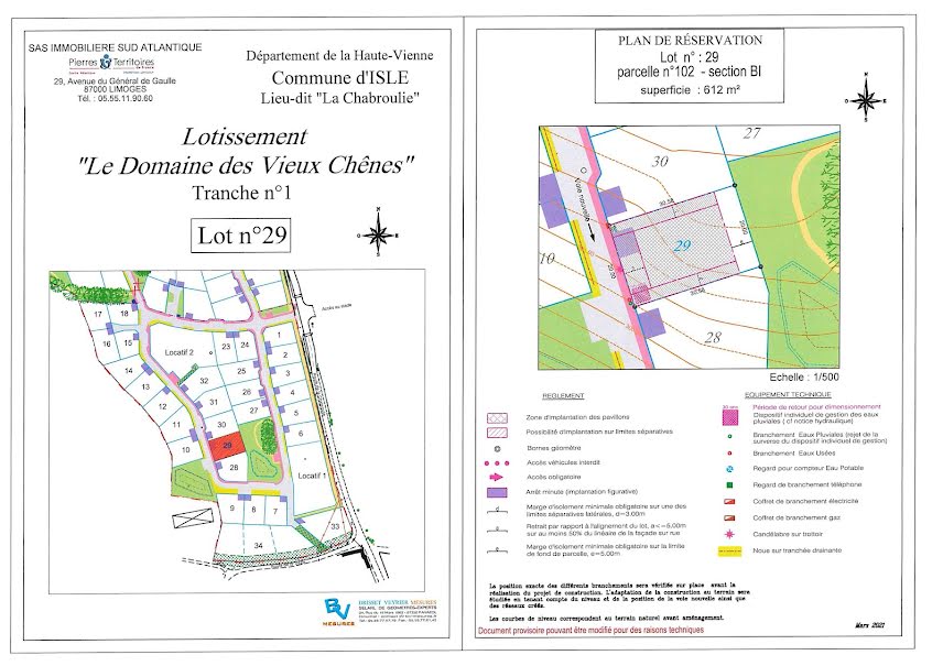 Vente terrain  612 m² à Isle (87170), 76 500 €