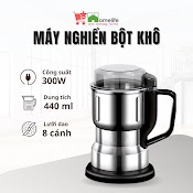 Máy Xay Bột Khô Siêu Mịn Công Suất 300W, 8 Lưỡi Dao Đa Năng - Dụng Cụ Nghiền Đồ Khô, Hạt Cà Phê, Ngũ Cốc, Gia Vị