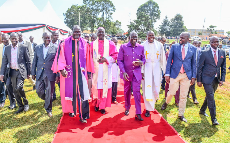 President William Ruto and his Deputy arrive for the church service in Iten, Elgeyo Marakwet on January 14, 2024