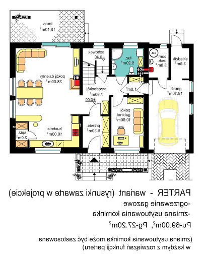 BW-17 wariant 2 - Rzut parteru - propozycja adaptacji - ogrzewanie gazowe