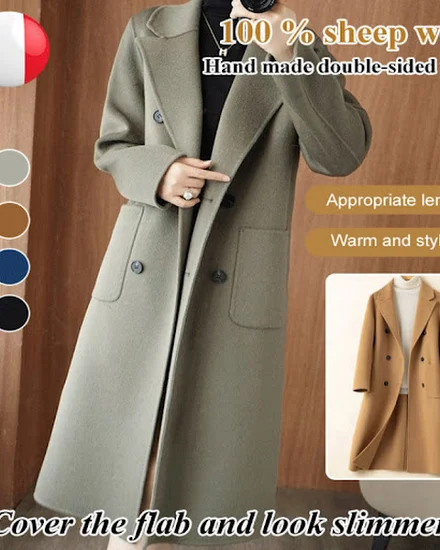 Elegant Coat Trench Coat Winter Mid-length Woolen Coat fo... - 0