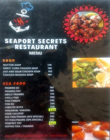 Seaport Secrets Restaurant menu 