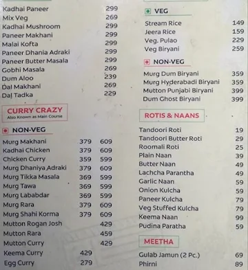 Danveer Kitchen menu 