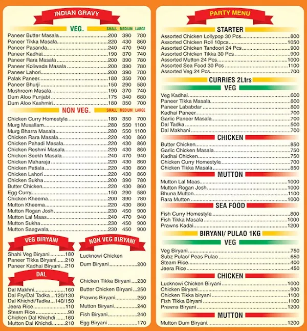 Chak De Punjaab menu 