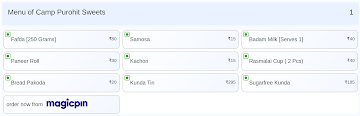 Camp Purohit Sweets menu 