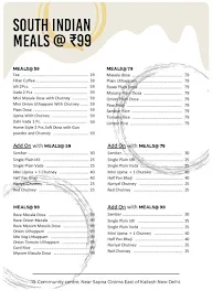 @99 South Indian Meals menu 1