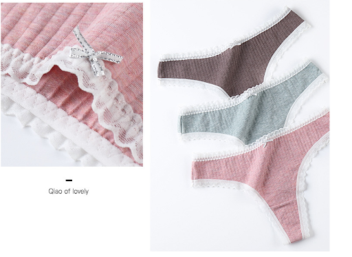 Title 3, Silk T-shaped Womens Cotton Lace-trimmed Panti...