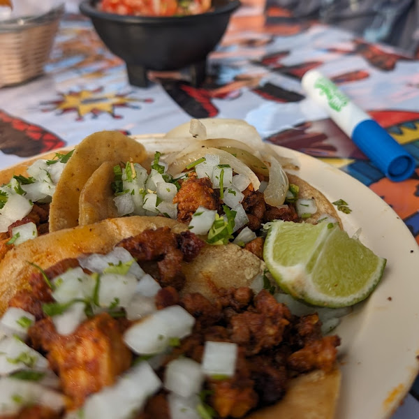 Tacos in soft corn tortillas