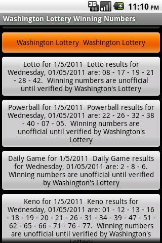 Washington Lottery Winning Num apk