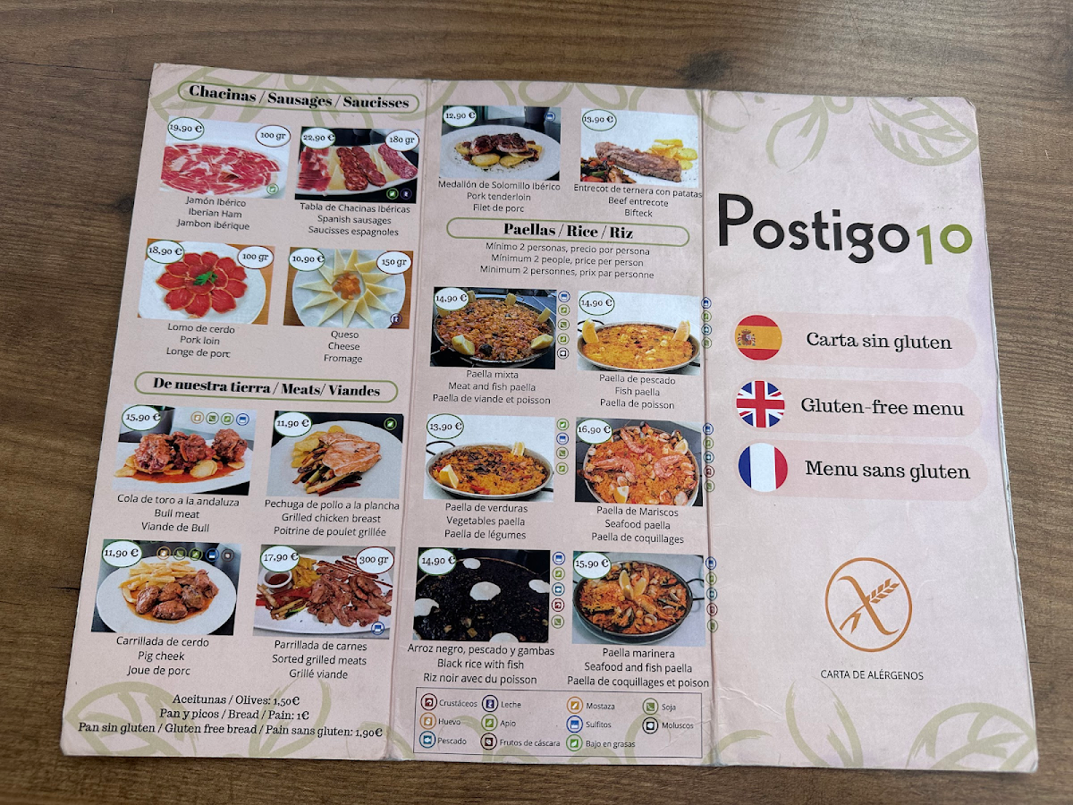Restaurante y Tapas Postigo 10 gluten-free menu