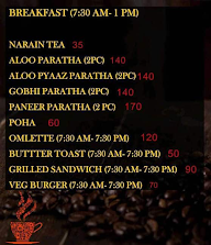 Narain's Tea menu 3