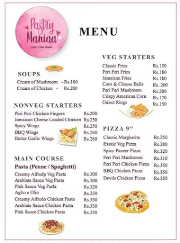 Pastry Maniaa menu 