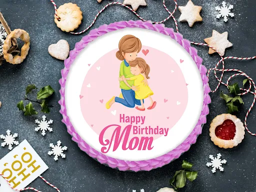 Happy Birthday Mom Photo Cake