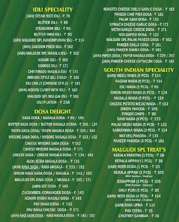 Malgudi menu 