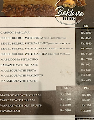 Baklava King menu 1