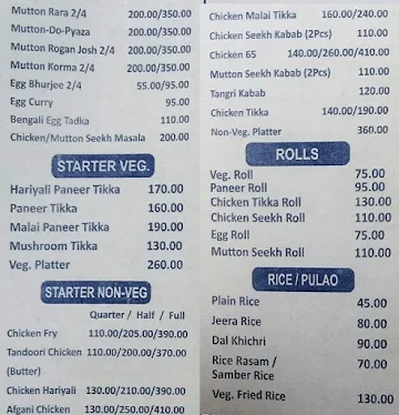 Southern Welcome Restaurant menu 