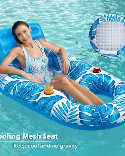 Floating Water Hammock Recliner Foldable Inflatable Swimm... - 1