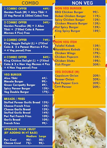 King Dom's Pizza & Burger menu 