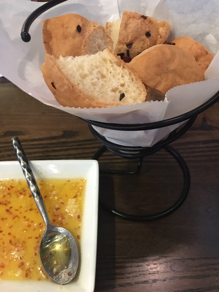 GF Bread, given to all GF guests at the start of the meal. The server made a point to mention it never commingles with  the traditional bread.