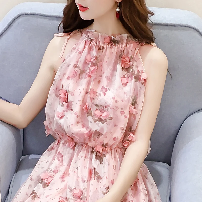 Title 5, Vestido floral de gasa con tirantes sin mangas ...