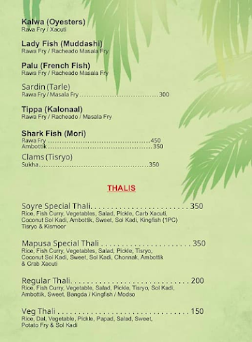 Soyre Family Restaurant And Bar menu 