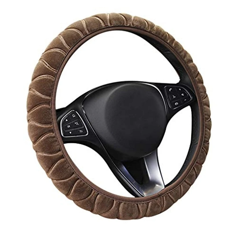 Winter stuurwielhoes van kort pluche, antislip en warm, voor comfortabel en veilig rijden in de winter.