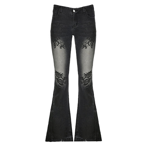 Title 16, Womens Slimming Washed Jeans with Printed Worn...