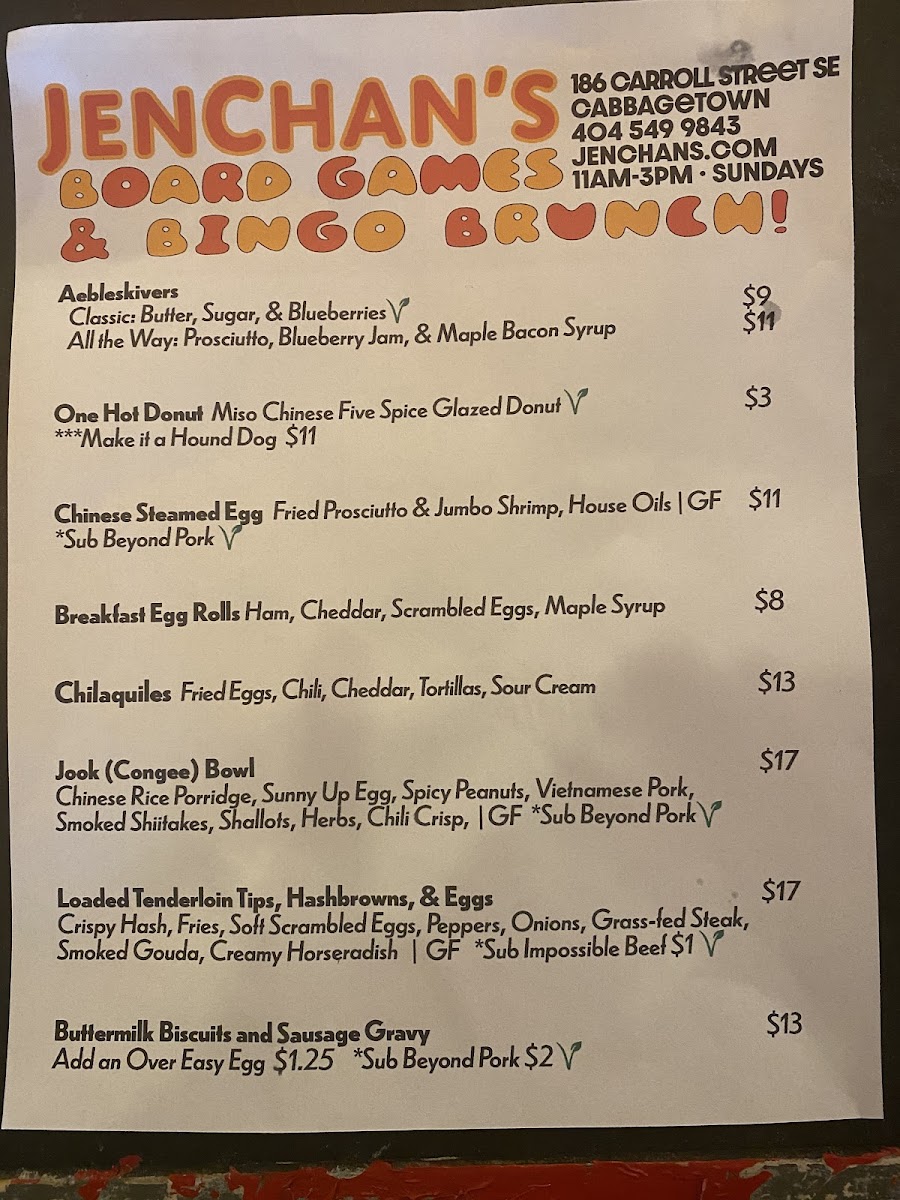 Brunch Menu