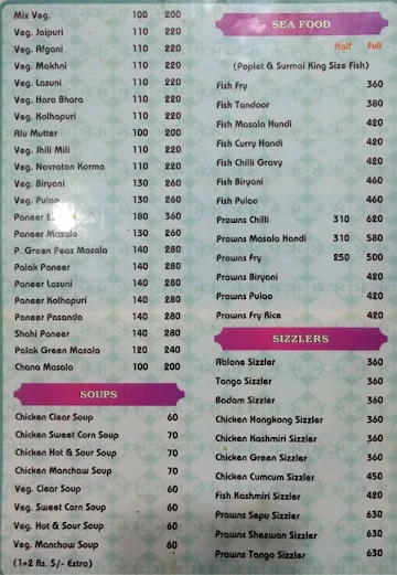 Konkani Durbar menu 