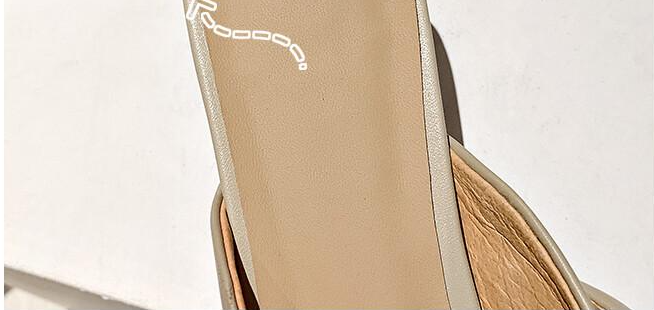 Title 7, Pointed Toe High Heels Leather Apricot Half Sli...