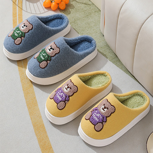 Title 12, Lovely Cartoon Bear Woolen Slippers for Women, ...