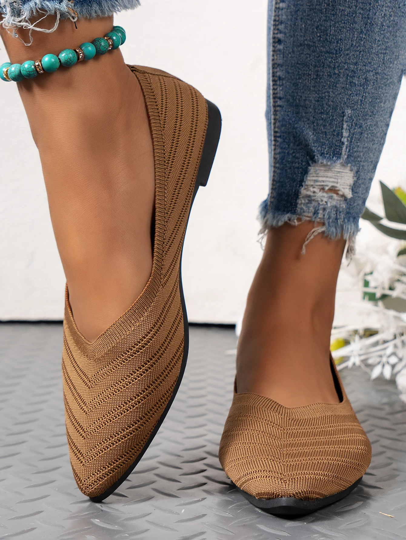 Title 6, Zapatos de punta baja para mujer, planos y tran...