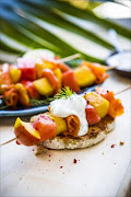 Tricolour salmon kebabs